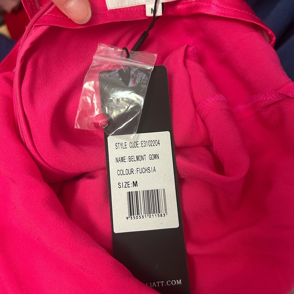 Elliatt Belmont Hot Pink Satin Maxi Dress with Slit - Picture 4 of 4